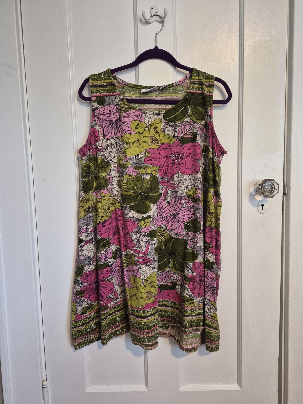 Sleeveless Floral Swing Mini Dress in Pink and Green